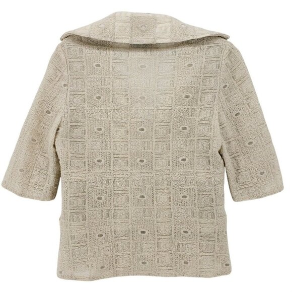 Cynthia Rose Beige Semi Sheer Lace Top Blouse Size SMALL Embroidered Rhinestone - Picture 3 of 7